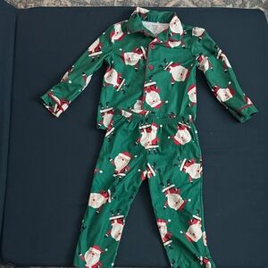 Carter's Festive Green Santa Pajama Set